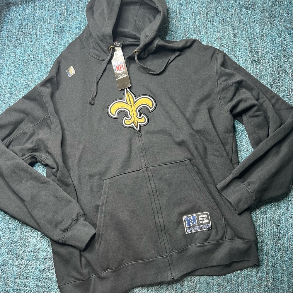 New Orleans Saints Full Zip Hoodie Jacket NFL Team Apparel in Black NWT